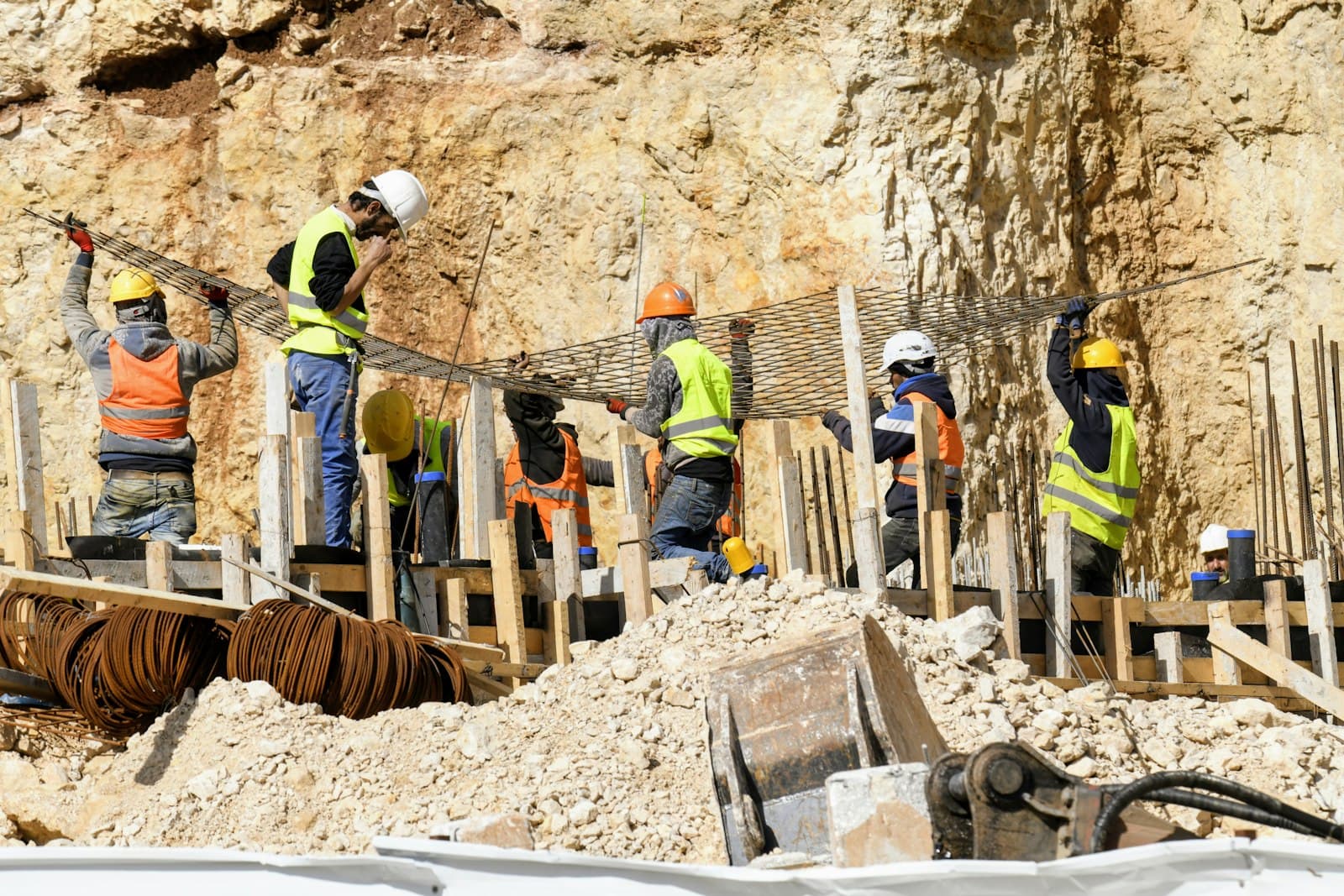 Construction workers on site — stock photo for design preview